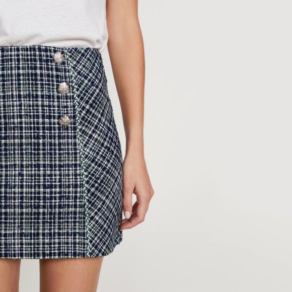 NWT Veronica Beard navy blue plaid mini skirt, 8 - Picture 11 of 16